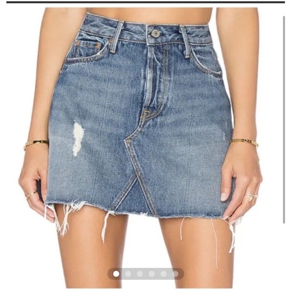 GRLFRND Distressed Blue Mini Skirt - Picture 4 of 8